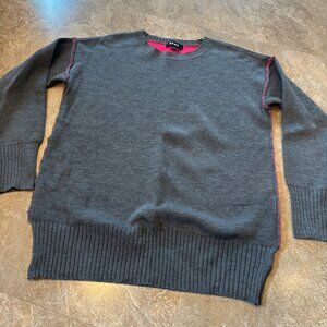 DKNY Black/Pink Contrast Trim Crew Neck Knit Sweater - Pink Trimed - Size XS